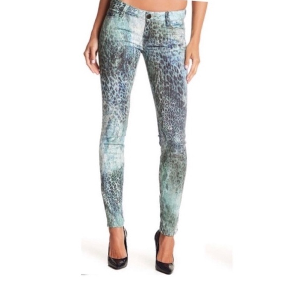 ETIENNE MARCEL Green Leopard Jeans - Picture 1 of 6
